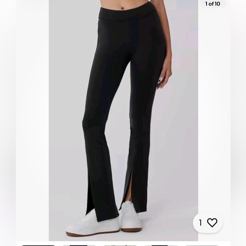 ALO YOGA Black High-Waist Flutter Legging XS Front Split Bootcut Outdoor Casual